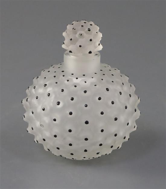 A R. Lalique cactus pattern scent bottle and stopper, H. 10cm